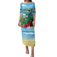 Martinique Christmas Family Matching Puletasi and Hawaiian Shirt Santa Hummingbird - Wonder Print Shop