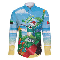 Martinique Christmas Family Matching Short Sleeve Bodycon Dress and Hawaiian Shirt Santa Hummingbird - Wonder Print Shop