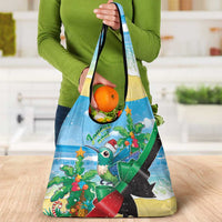 Martinique Christmas Grocery Bag Santa Hummingbird - Wonder Print Shop
