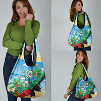 Martinique Christmas Grocery Bag Santa Hummingbird - Wonder Print Shop