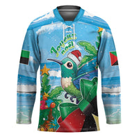 Martinique Christmas Hockey Jersey Santa Hummingbird - Wonder Print Shop