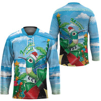Martinique Christmas Hockey Jersey Santa Hummingbird - Wonder Print Shop
