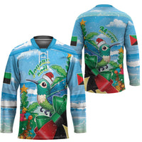 Martinique Christmas Hockey Jersey Santa Hummingbird - Wonder Print Shop
