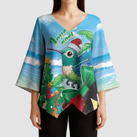Martinique Christmas Kimono Sleeve Blouse Santa Hummingbird - Wonder Print Shop