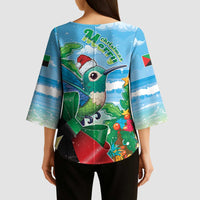 Martinique Christmas Kimono Sleeve Blouse Santa Hummingbird - Wonder Print Shop