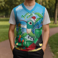 Martinique Christmas Knitted V-Neck Vest Santa Hummingbird - Wonder Print Shop