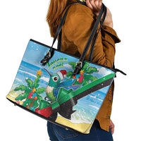 Martinique Christmas Leather Tote Bag Santa Hummingbird - Wonder Print Shop
