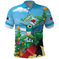 Martinique Christmas Polo Shirt Santa Hummingbird - Wonder Print Shop