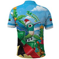 Martinique Christmas Polo Shirt Santa Hummingbird - Wonder Print Shop