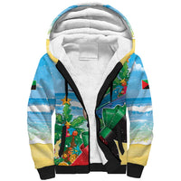 Martinique Christmas Sherpa Hoodie Santa Hummingbird - Wonder Print Shop