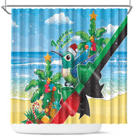 Martinique Christmas Shower Curtain Santa Hummingbird - Wonder Print Shop