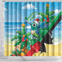 Martinique Christmas Shower Curtain Santa Hummingbird - Wonder Print Shop