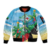 Martinique Christmas Sleeve Zip Bomber Jacket Santa Hummingbird - Wonder Print Shop
