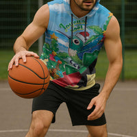 Martinique Christmas Sleeveless Hoodie Santa Hummingbird - Wonder Print Shop