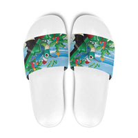 Martinique Christmas Slide Sandals Santa Hummingbird - Wonder Print Shop