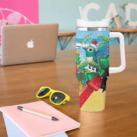 Martinique Christmas Tumbler With Handle Santa Hummingbird - Wonder Print Shop
