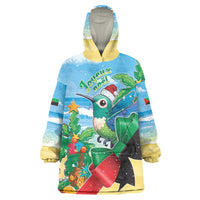 Martinique Christmas Wearable Blanket Hoodie Santa Hummingbird - Wonder Print Shop