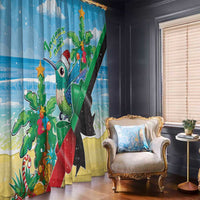 Martinique Christmas Window Curtain Santa Hummingbird - Wonder Print Shop