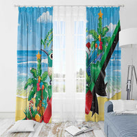 Martinique Christmas Window Curtain Santa Hummingbird - Wonder Print Shop
