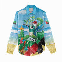 Martinique Christmas Women Casual Shirt Santa Hummingbird - Wonder Print Shop
