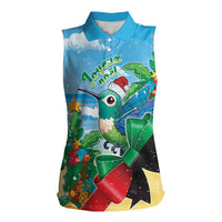 Martinique Christmas Women Sleeveless Polo Shirt Santa Hummingbird - Wonder Print Shop