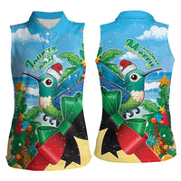 Martinique Christmas Women Sleeveless Polo Shirt Santa Hummingbird - Wonder Print Shop