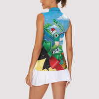 Martinique Christmas Women Sleeveless Polo Shirt Santa Hummingbird - Wonder Print Shop
