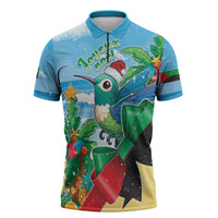 Martinique Christmas Zipper Polo Shirt Santa Hummingbird - Wonder Print Shop