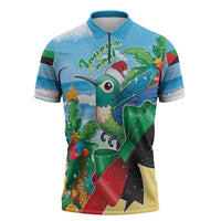 Martinique Christmas Zipper Polo Shirt Santa Hummingbird - Wonder Print Shop