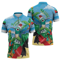 Martinique Christmas Zipper Polo Shirt Santa Hummingbird - Wonder Print Shop