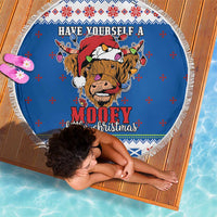Scotland Christmas Beach Blanket Mooey Xmas Highland Cow LT05 - Wonder Print Shop