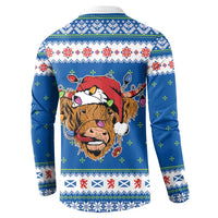 Scotland Christmas Button Sweatshirt Mooey Xmas Highland Cow LT05 - Wonder Print Shop