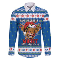 Scotland Christmas Family Matching Off The Shoulder Long Sleeve Dress and Hawaiian Shirt Mooey Xmas Highland Cow LT05 - Wonder Print Shop