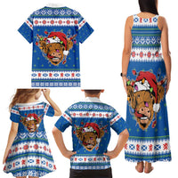 Scotland Christmas Family Matching Tank Maxi Dress and Hawaiian Shirt Mooey Xmas Highland Cow LT05 - Wonder Print Shop