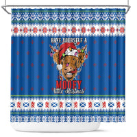 Scotland Christmas Shower Curtain Mooey Xmas Highland Cow