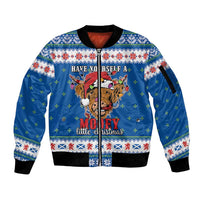 Scotland Christmas Sleeve Zip Bomber Jacket Mooey Xmas Highland Cow LT05 - Wonder Print Shop