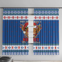 Scotland Christmas Window Curtain Mooey Xmas Highland Cow LT05 - Wonder Print Shop