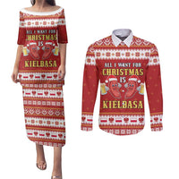 Poland Christmas Couples Matching Puletasi and Long Sleeve Button Shirt All I Want For Xmas Is Kielbasa LT05 - Wonder Print Shop