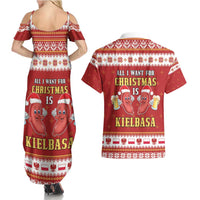 Poland Christmas Couples Matching Summer Maxi Dress and Hawaiian Shirt All I Want For Xmas Is Kielbasa LT05 - Wonder Print Shop