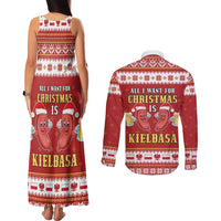 Poland Christmas Couples Matching Tank Maxi Dress and Long Sleeve Button Shirt All I Want For Xmas Is Kielbasa LT05 - Wonder Print Shop