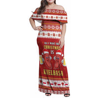 Poland Christmas Family Matching Off Shoulder Maxi Dress and Hawaiian Shirt All I Want For Xmas Is Kielbasa LT05 - Wonder Print Shop