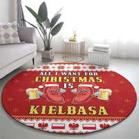 Poland Christmas Round Carpet All I Want For Xmas Is Kielbasa