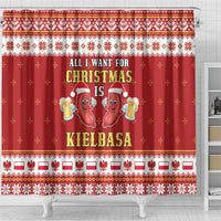 Poland Christmas Shower Curtain All I Want For Xmas Is Kielbasa