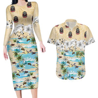 Indian Legendary Motorcycle Couples Matching Long Sleeve Bodycon Dress and Hawaiian Shirt Tropical Style - Wonder Print Shop