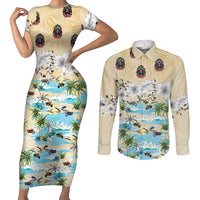 Indian Legendary Motorcycle Couples Matching Short Sleeve Bodycon Dress and Long Sleeve Button Shirt Tropical Style - Wonder Print Shop