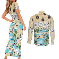 Indian Legendary Motorcycle Couples Matching Short Sleeve Bodycon Dress and Long Sleeve Button Shirt Tropical Style - Wonder Print Shop