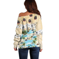 Indian Legendary Motorcycle Off Shoulder Sweater Tropical Style - Wonder Print Shop