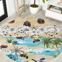 Indian Legendary Motorcycle Round Carpet Tropical Style - Wonder Print Shop
