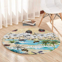 Indian Legendary Motorcycle Round Carpet Tropical Style - Wonder Print Shop
