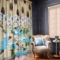 Indian Legendary Motorcycle Window Curtain Tropical Style - Wonder Print Shop